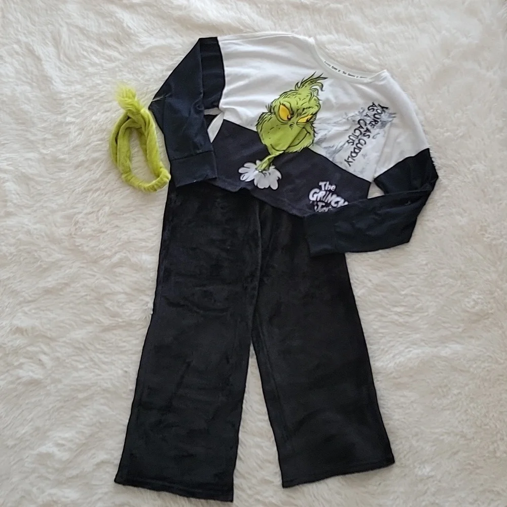 Mixed Brand Bundle Girls Winter Christmas Pajamas Rudolph, Grinch Size 10/12